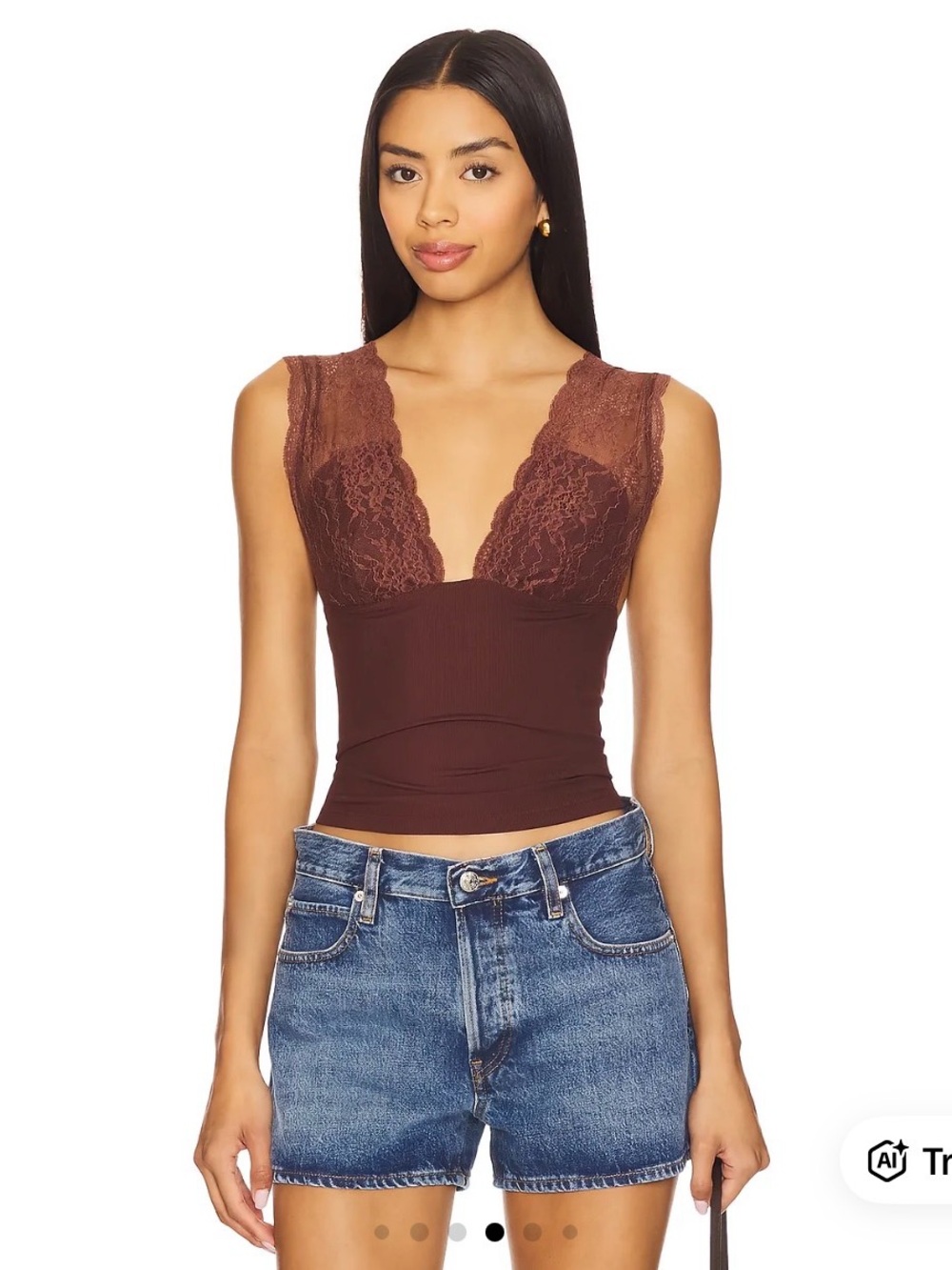 Free People Intimately Power Play Lace Cami Top – Bittersweet – Size M – NWT